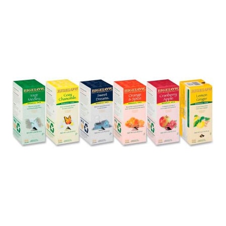 Bigelow Tea Co Bigelow Assorted Tea Packs, Six Flavors, 28/Box, 168/Carton RCB17578